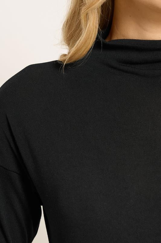 LTS Tall Black Knit Funnel Neck Top | Long Tall Sally 4