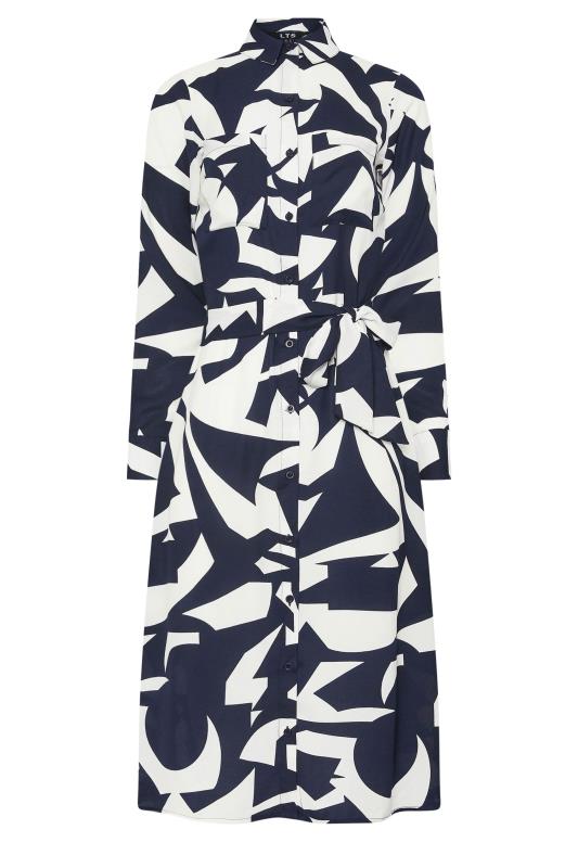 LTS Tall Women's Navy Blue Abstract Print Midi Shirt Dress | Long Tall Sally  5