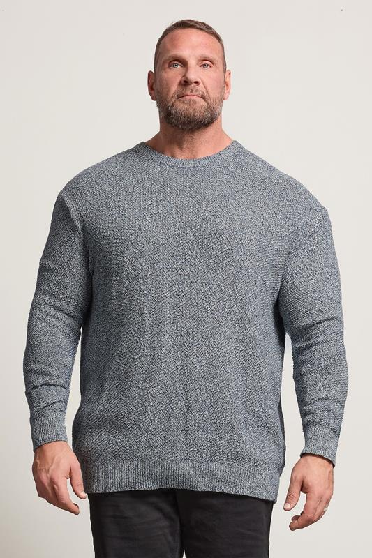 BadRhino Big & Tall Blue Crew Neck Knitted Jumper | BadRhino 1