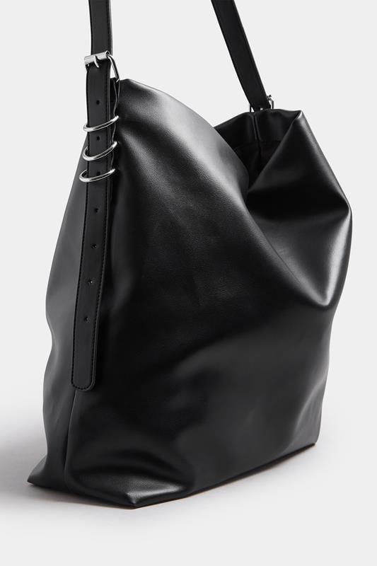 Black Faux Leather Slouched Shoulder Bag | Yours Clothing 3