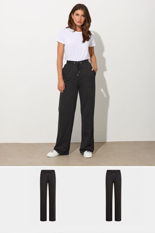 Tall  LTS Tall 2 PACK Black Basic Wide Leg Joggers