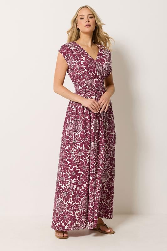  LTS Tall Red Floral Cotton Wrap Maxi Dress