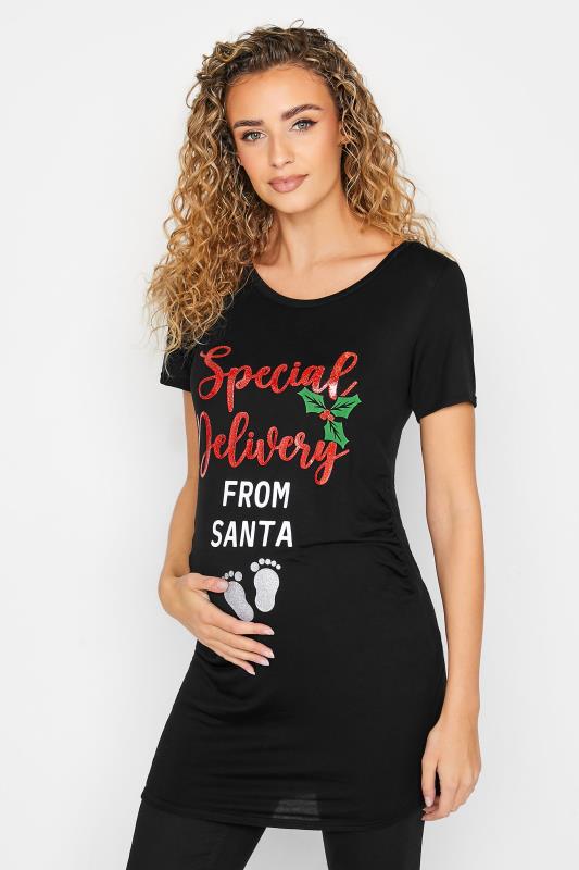 Tall  LTS Tall Maternity Black 'Special Delivery' Christmas T-Shirt