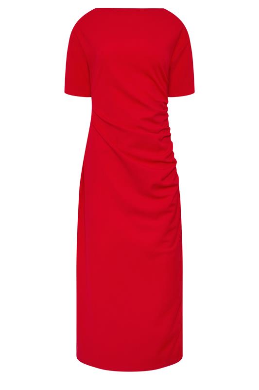 LTS Tall Women's Red Ruched Detail Midi Dress | Long Tall Sally 5
