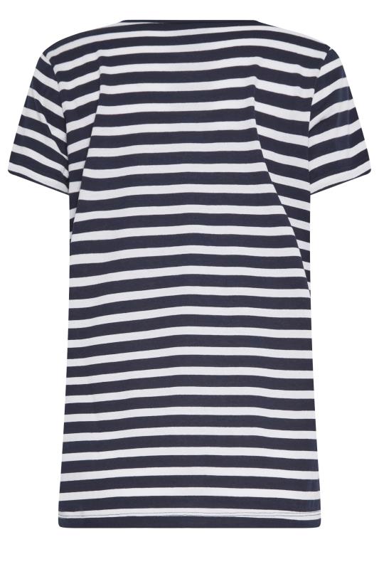 LTS Tall Women's Navy Blue Stripe V-Neck T-Shirt | Long Tall Sally 7
