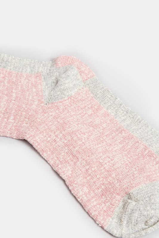 2 Pack Pink & Grey Ribbed Slub Boot Socks | Yours Clothing 6
