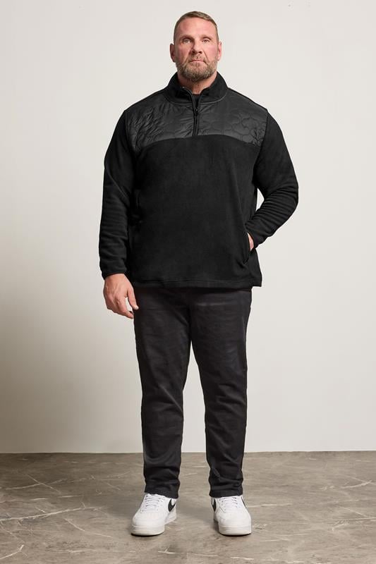 BadRhino Big & Tall Black Quarter Zip Quilted Fleece Jacket
