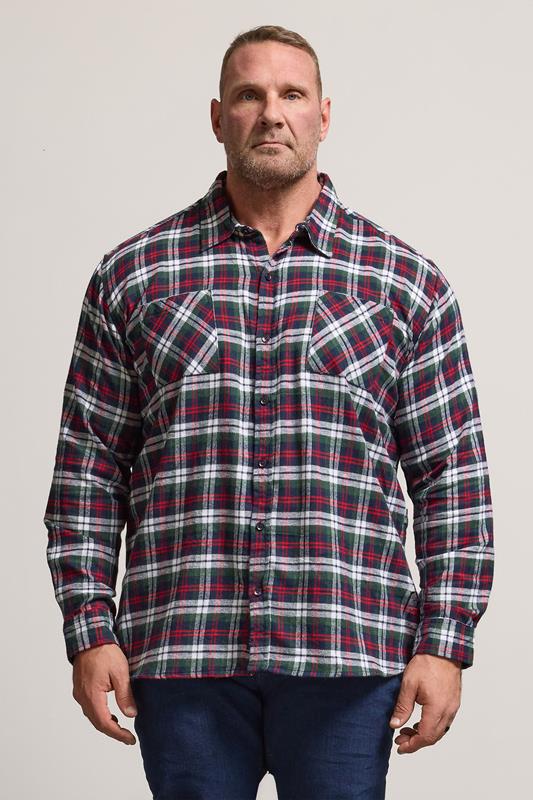 BadRhino Big & Tall Red Check Print Long Sleeve Flannel Shirt