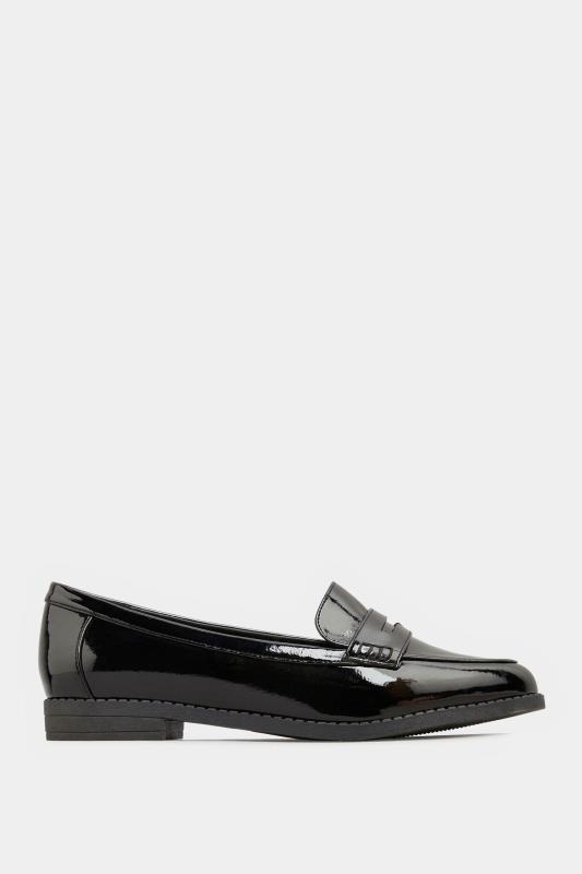 Plus Size Black Patent Loafers In Wide E Fit & Extra Wide EEE Fit | Yours Clothing 3