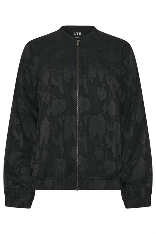 LTS Tall Black Jacquard Bomber Jacket | Long Tall Sally 7