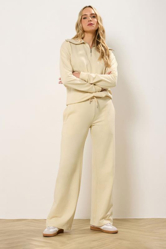  LTS Tall Set Yellow Cotton Quarter Zip Sweatshirt & Wide Leg Joggers