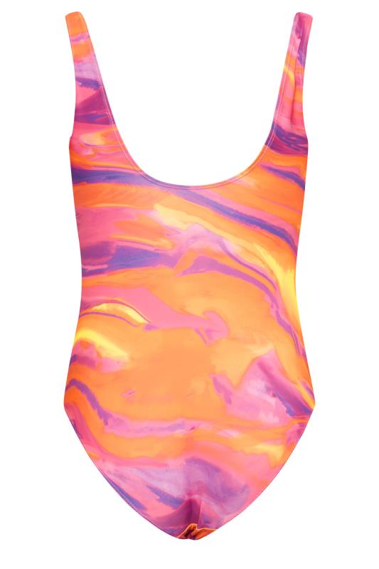 LTS Tall Women's Bright Pink Marble Print Wrap Swimsuit | Long Tall Sally 7