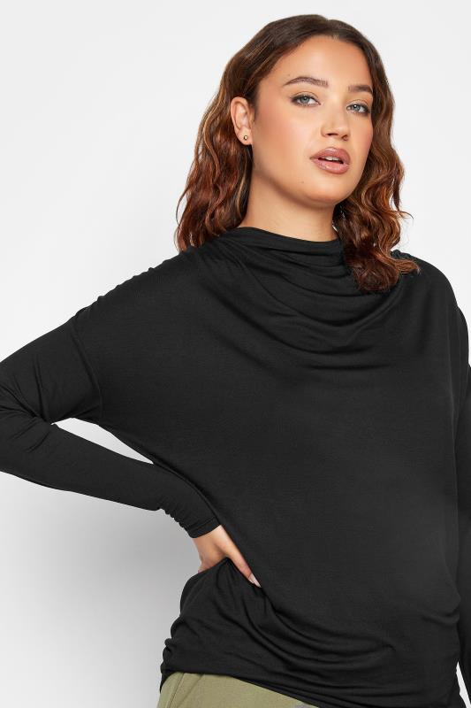 LTS Tall Women's Black Ruched Neck Top | Long Tall Sally 4
