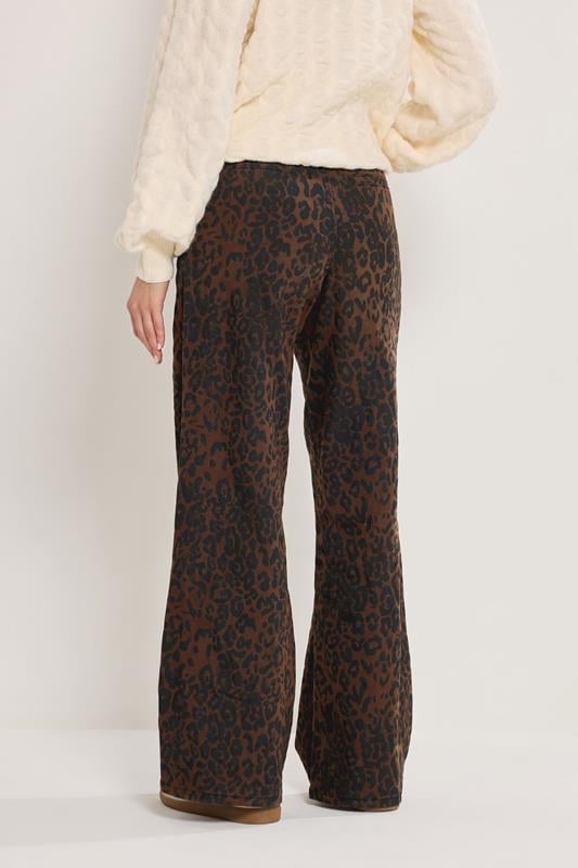 LTS Tall Chocolate Brown Leopard Print Wide Leg Jeans | Long Tall Sally 5