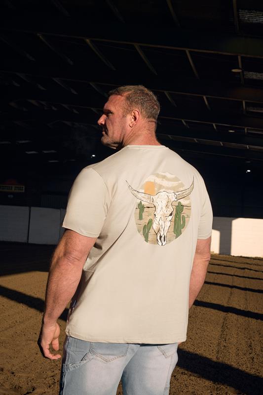  BadRhino Big & Tall Natural Brown Cow Skull Graphic T-Shirt