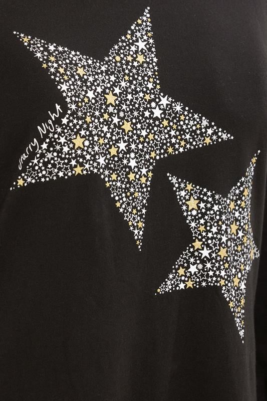LTS Tall Black Star Graphic Wide Leg Pyjama Set | Long Tall Sally 4