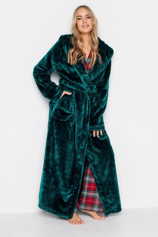 LTS Tall Womens Emerald Green Hooded Maxi Dressing Gown | Long Tall Sally  1