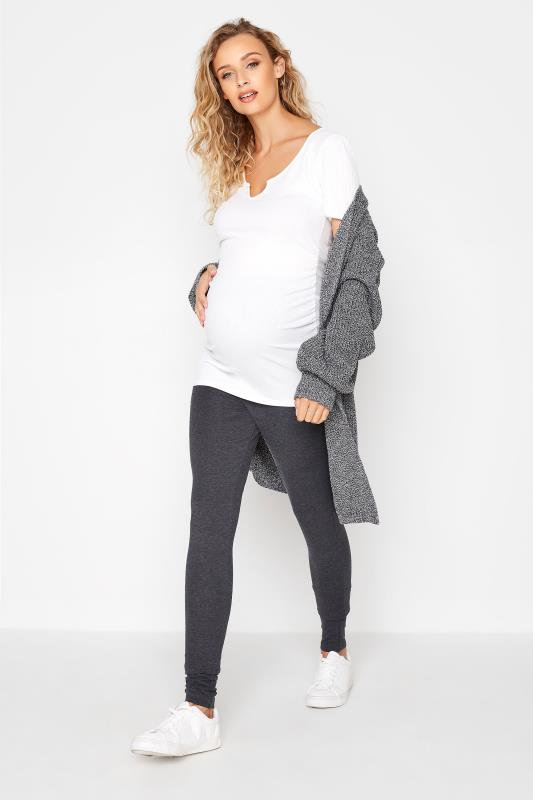Tall Women's LTS Maternity Charcoal Grey Cotton Leggings | Long Tall Sally 2