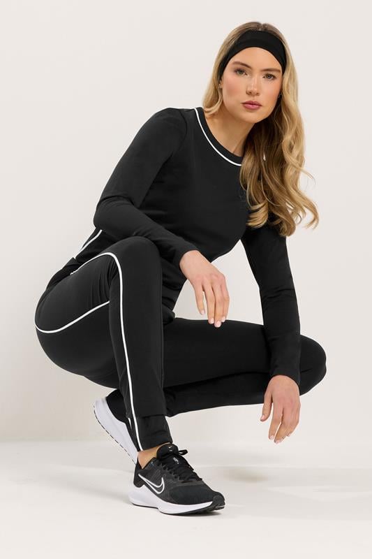 Tall  LTS Tall Black Active Piped Leggings