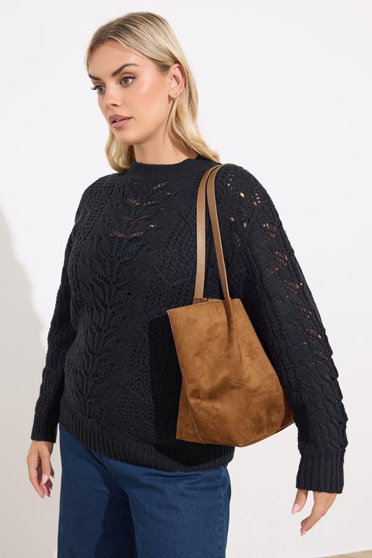 Brown Faux Suede Oversize Tote Bag | Yours Clothing 4