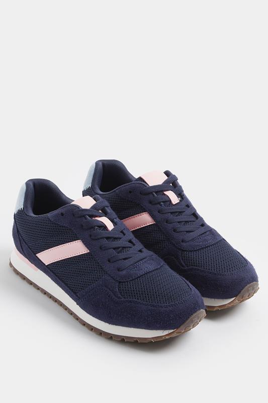 Navy Blue Colourblock Trainers In Extra Wide EEE Fit | Yours Clothing 2