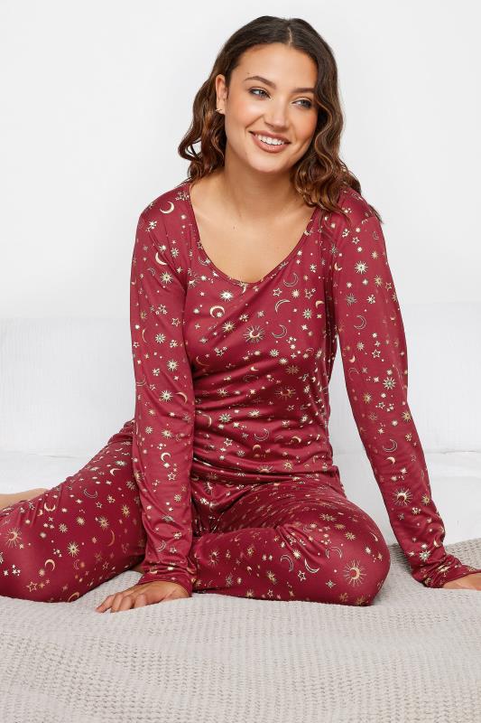LTS Tall Womens Red Celestial Print Soft Touch Pyjama Set | Long Tall Sally  5
