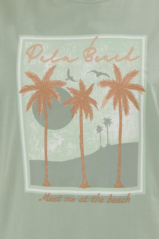 LTS Tall Women's Light Green 'Palm Beach' Slogan Pyjama Set | Long Tall Sally 4