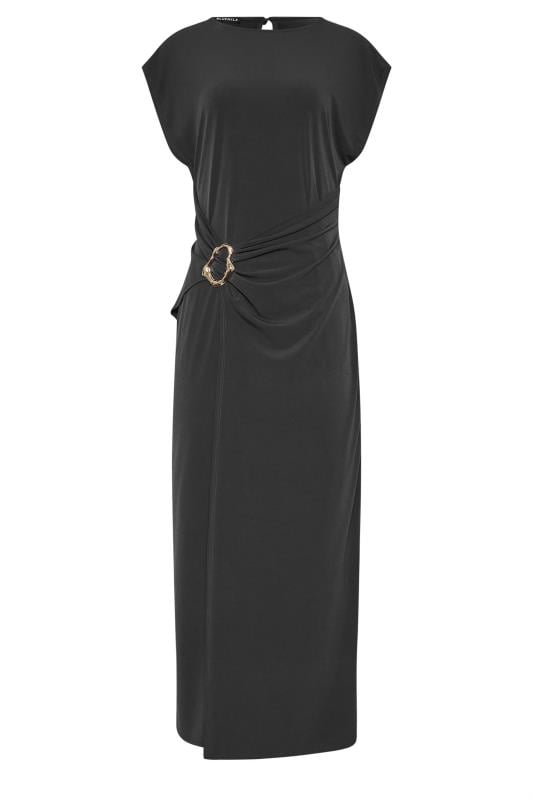 LTS Tall Women's Black Draped Buckle Detail Midaxi Dress | Long Tall Sally 5