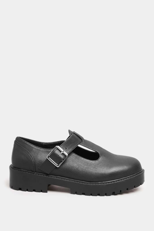 Black Chunky T Bar Mary Jane Shoes In Extra Wide EEE Fit | Yours Clothing 3