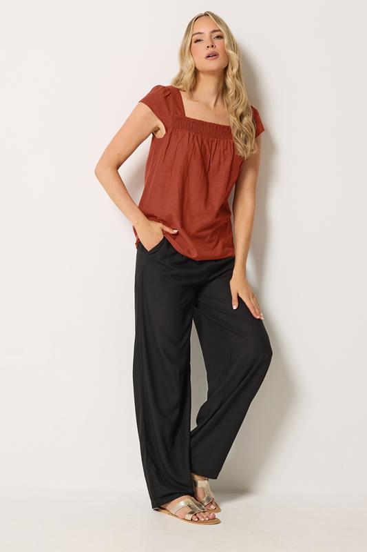 LTS Tall Women's Rust Orange Square Neck Linen Blouse | Long Tall Sally 1