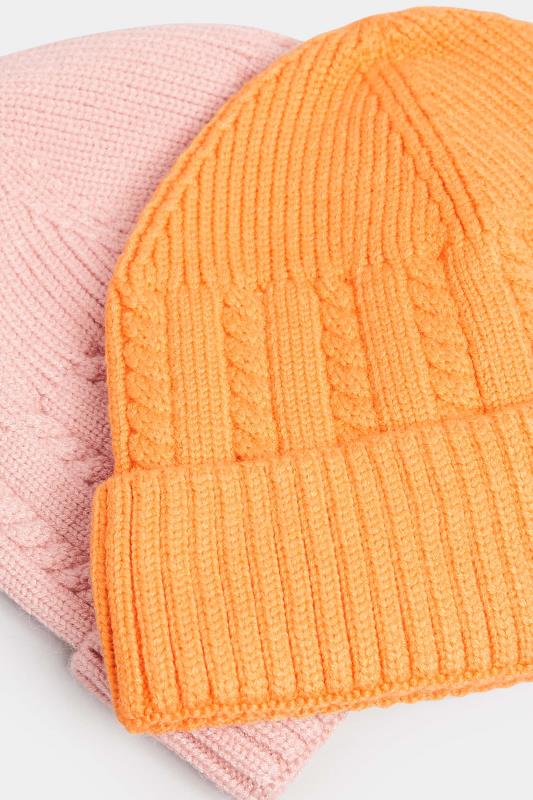 Bright Orange Cable Knit Beanie Hat | Yours Clothing 4