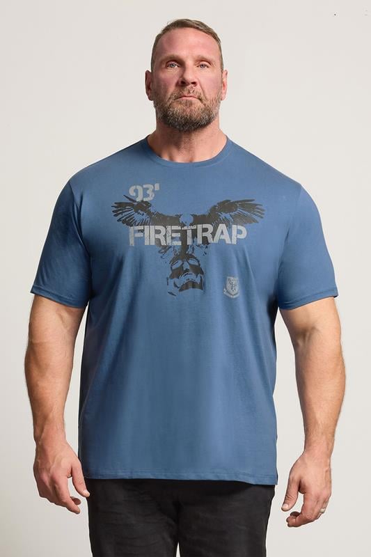 FIRETRAP Big & Tall Blue Hawke Print T-Shirt