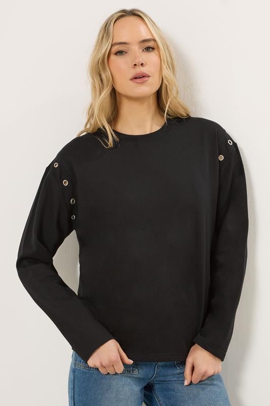 Tall  LTS Tall Black Eyelet Detail Sweatshirt