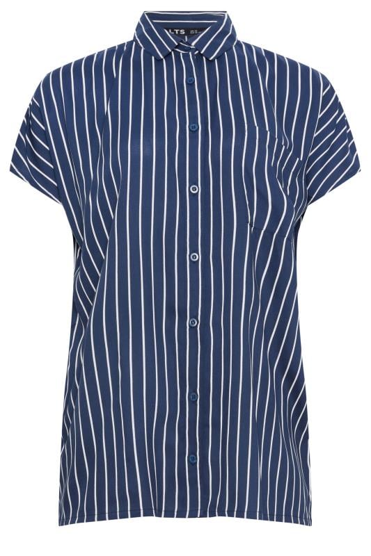 LTS Tall Navy Blue Stripe Print Shirt | Long Tall Sally 5