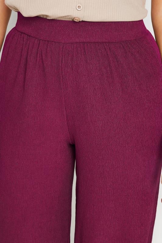 LTS Tall Women's Berry Pink Textured Wide Leg Trousers | Long Tall Sally 6