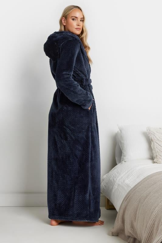 LTS Tall Navy Blue Waffle Dressing Gown | Long Tall Sally 3