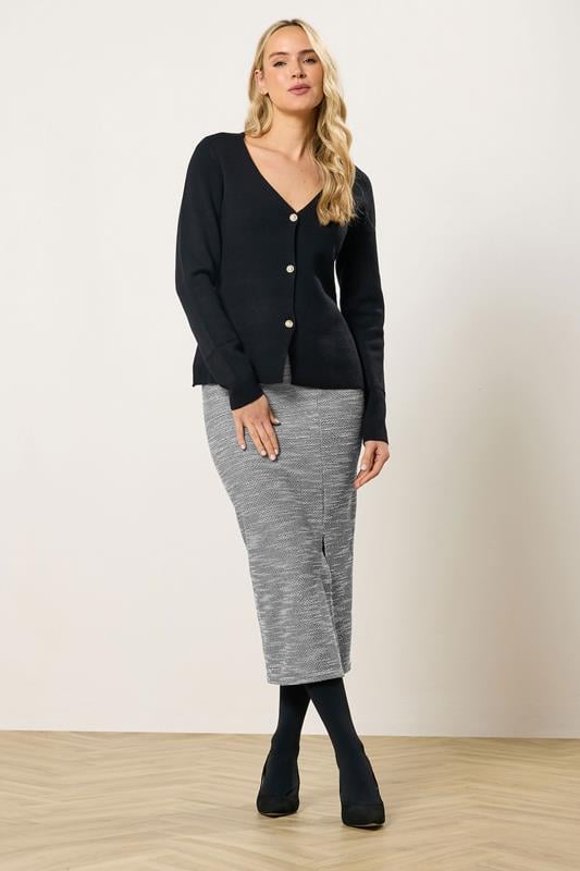 Tall  LTS Tall Black Boucle Pencil Midi Skirt