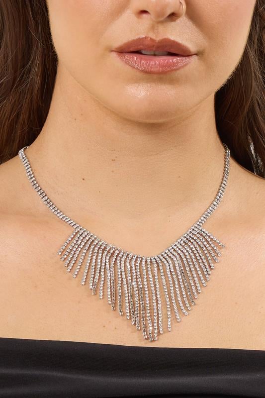 Plus Size  Yours Silver Tone Diamante Statement Choker Necklace
