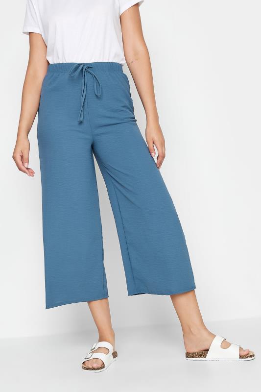 Tall  LTS Tall Blue Crepe Wide Leg Cropped Trousers