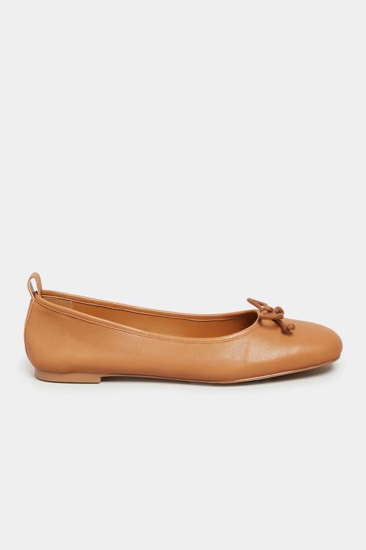 LTS Brown Leather Ballerina Pumps In Standard Fit | Long Tall Sally 3