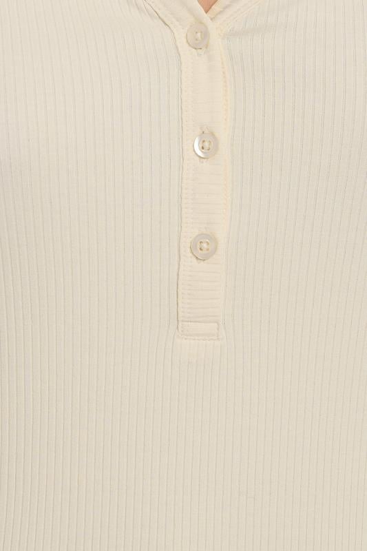 LTS Tall Ivory White Cotton Ribbed Henley Top | Long Tall Sally 4