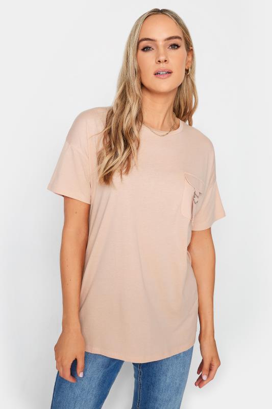 Tall  LTS Tall Blush Pink Utility Pocket Cotton T-Shirt