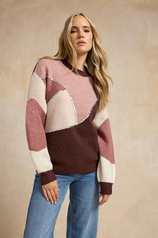 Tall  LTS Tall Pink Contrast Sequin Jumper