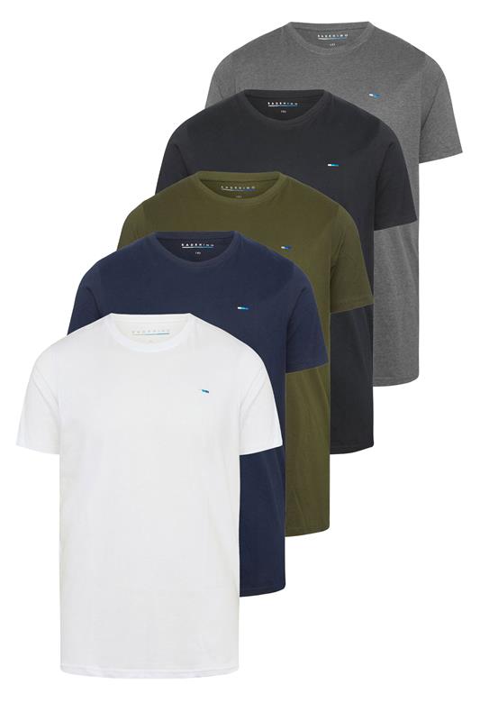 BadRhino Big & Tall 5 Pack Black/White/Navy Blue/Green/Grey Extra Long Core T-Shirts| BadRhino 2