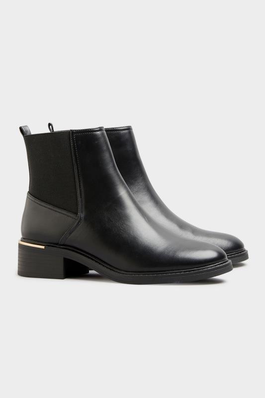 LTS Black Metal Trim Chelsea Boots In Standard Fit | Long Tall Sally 2