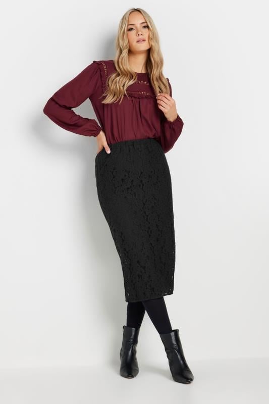 LTS Tall Black Lace Pencil Midi Skirt | Long Tall Sally 2