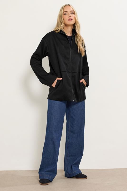 LTS Tall Black Funnel Neck Cosy Jacket | Long Tall Sally 2