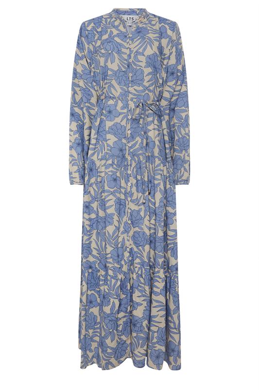 LTS Tall Women's Cream & Blue Tie Waist Maxi Dress | Long Tall Sally 5