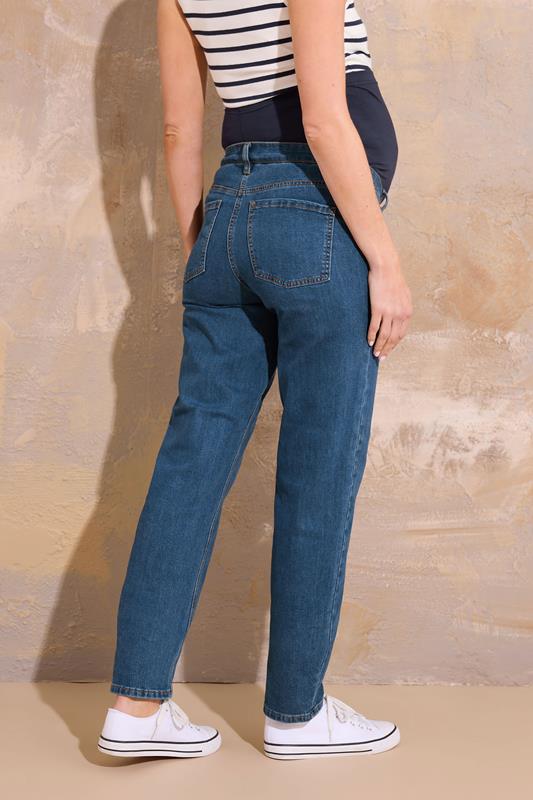 LTS Tall Women's Maternity Indigo Blue Washed UNA Mom Jeans | Long Tall Sally 3