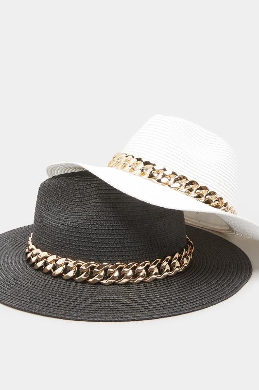 Black Straw Chain Fedora Hat | Yours Clothing  4